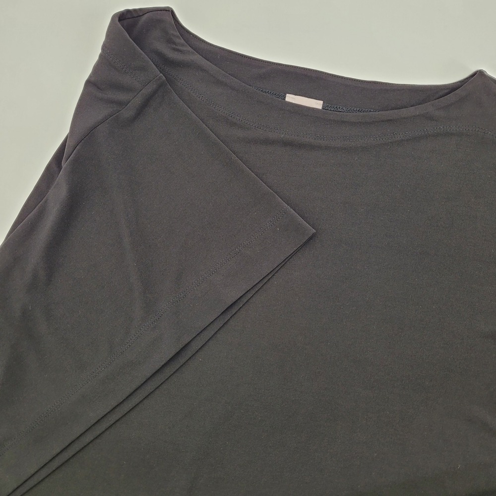 Chicos Travelers Black Boat Neck Flutter Sleeve Top Size 2 Large Office Wear
